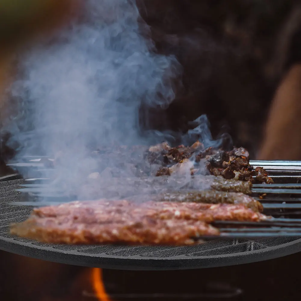 Voltsify Circular Cast Iron Grilling Grate, Dual Side Grid for BBQ Searing Vegetables, Fruits and Meats