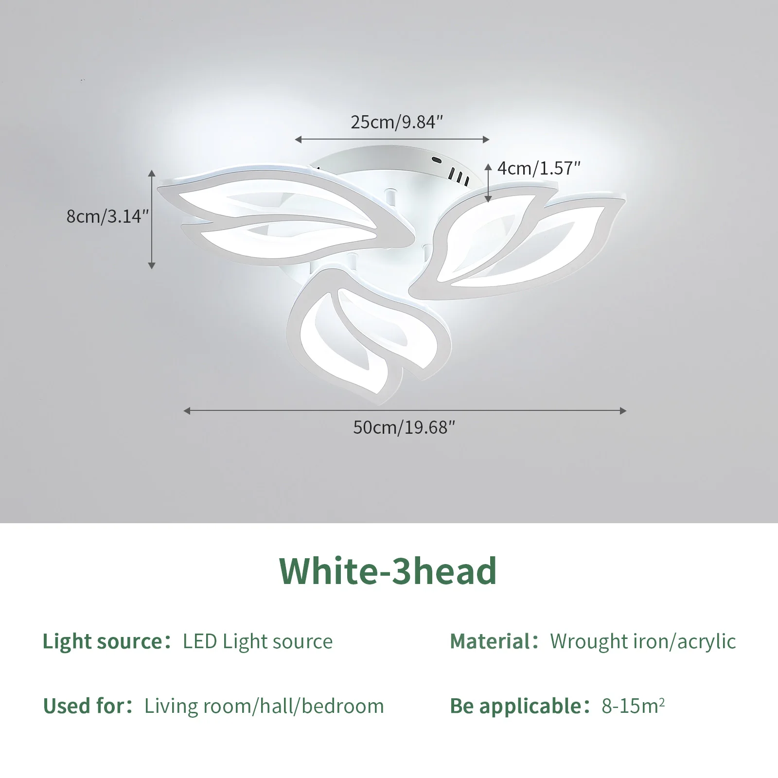 3 Heads Petal LED Ceiling Light, Modern LED Ceiling Lamp in Acrylic, LED Ceiling Lamp in Acrylic Ceiling Light 6500K