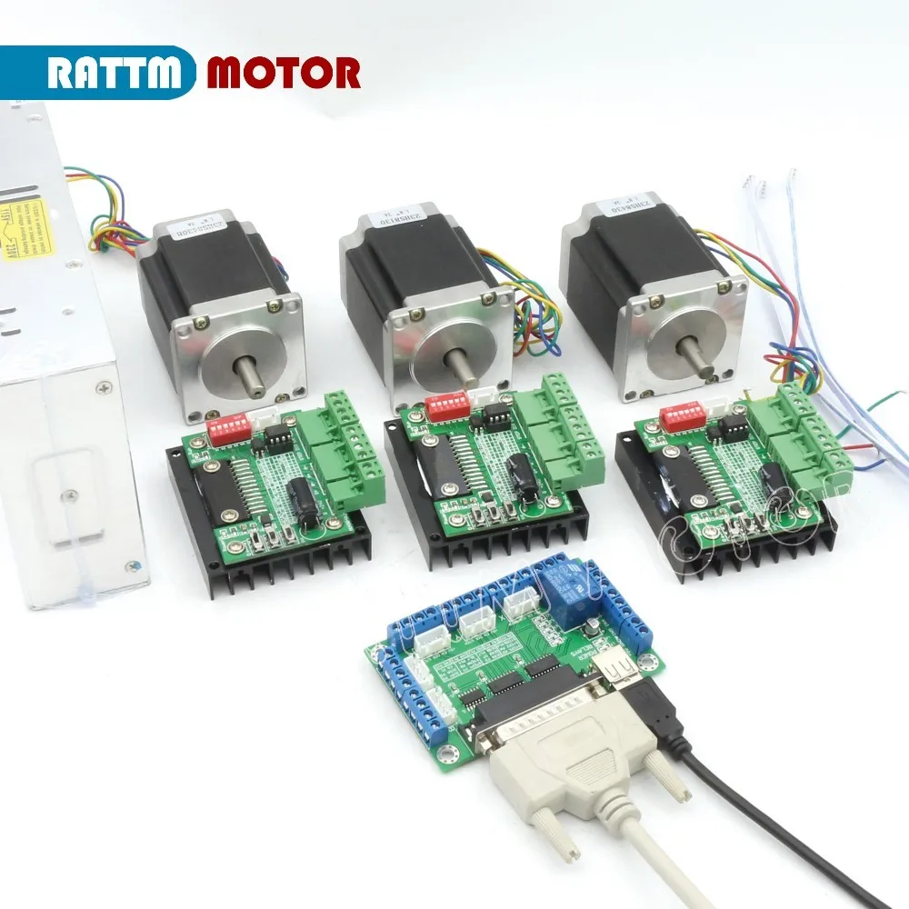 【EU】 3 Axis 4 axis CNC Controller Kit Nema23 Stepper Motor 76mm 23HS8430B Dual shaft & TB6560 MD430 Single Axis Driver