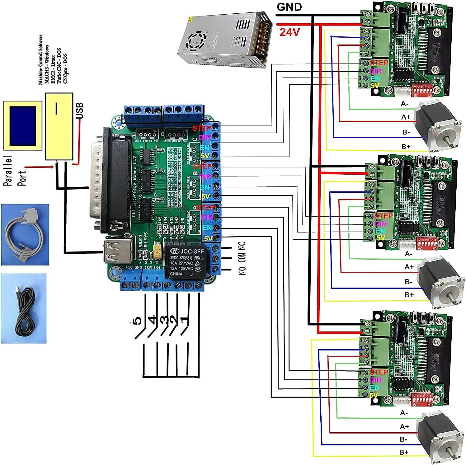 【EU】 3 Axis 4 axis CNC Controller Kit Nema23 Stepper Motor 76mm 23HS8430B Dual shaft & TB6560 MD430 Single Axis Driver