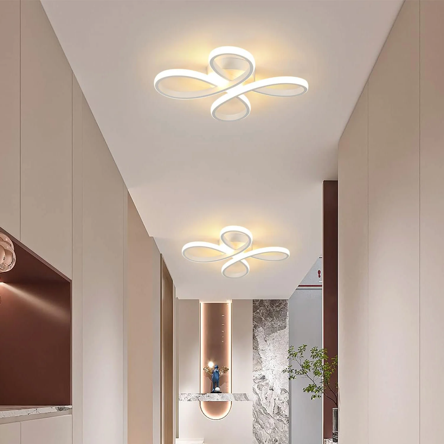 Modern LED Ceiling Light,Ceiling Lamp 30W 3400LM,Acrylic Ceiling Lighting with Flower Shape for Bedroom,Warm Light 3000K
