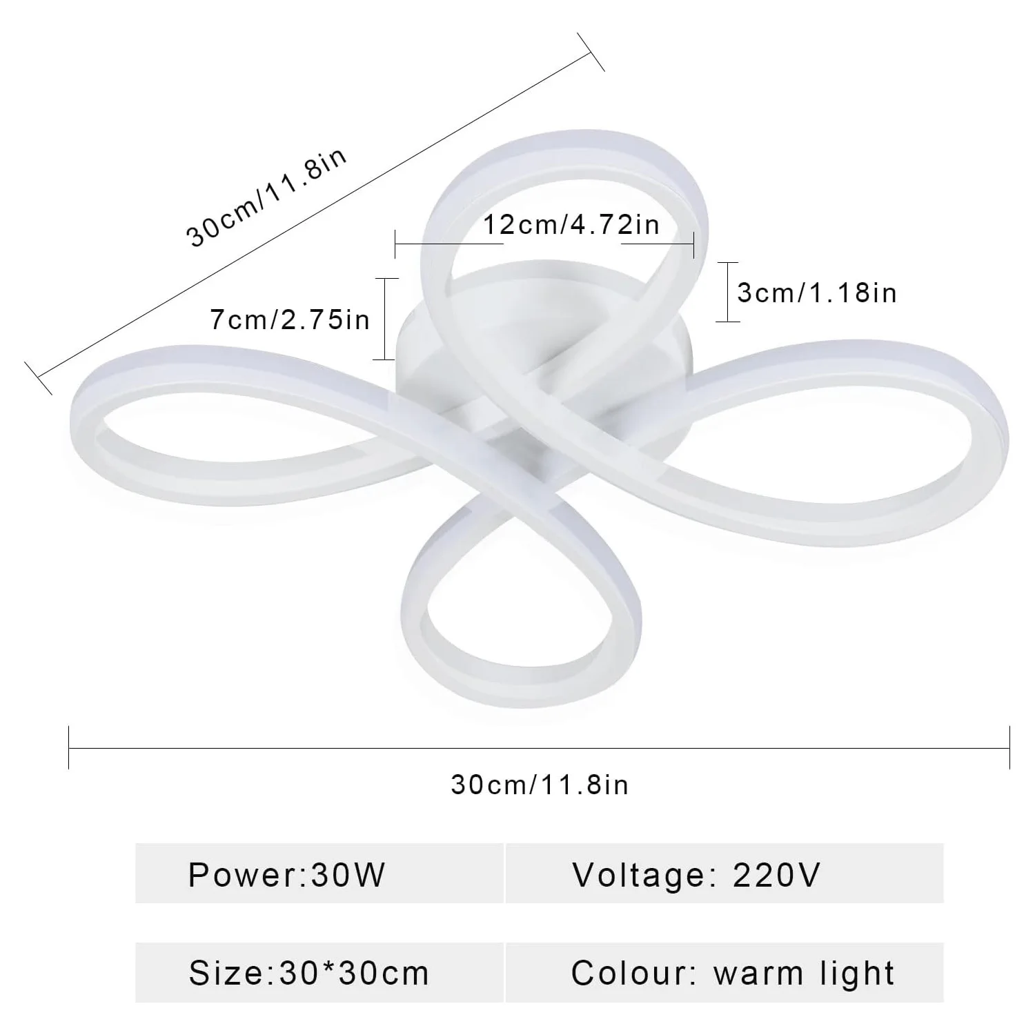 Modern LED Ceiling Light,Ceiling Lamp 30W 3400LM,Acrylic Ceiling Lighting with Flower Shape for Bedroom,Warm Light 3000K