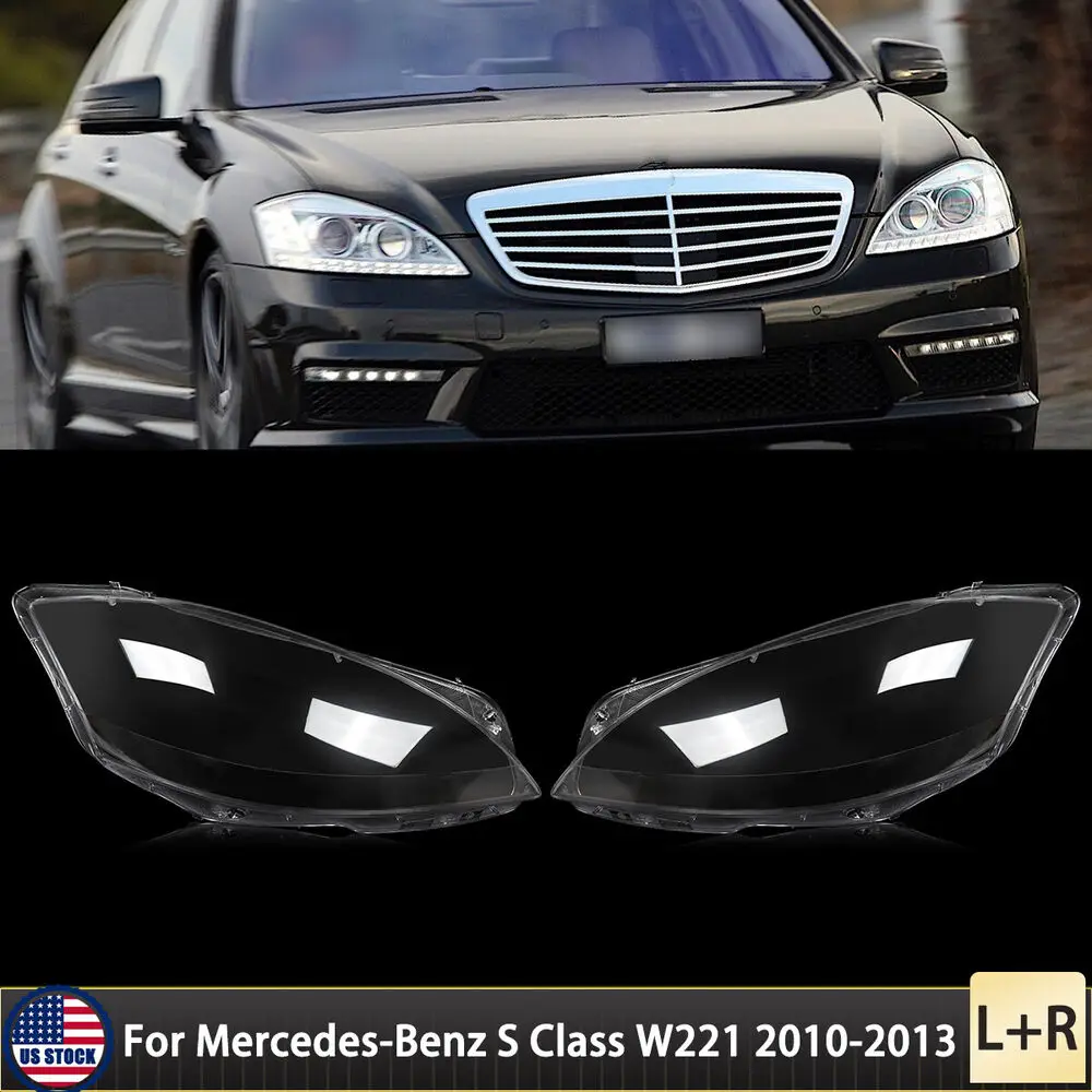 Headlight Shades For Mercedes-Benz S-Class W221 S350 S550 S63 AMG 2010-2013 Lampshade Headlight Lens Headlamp Cover Shell