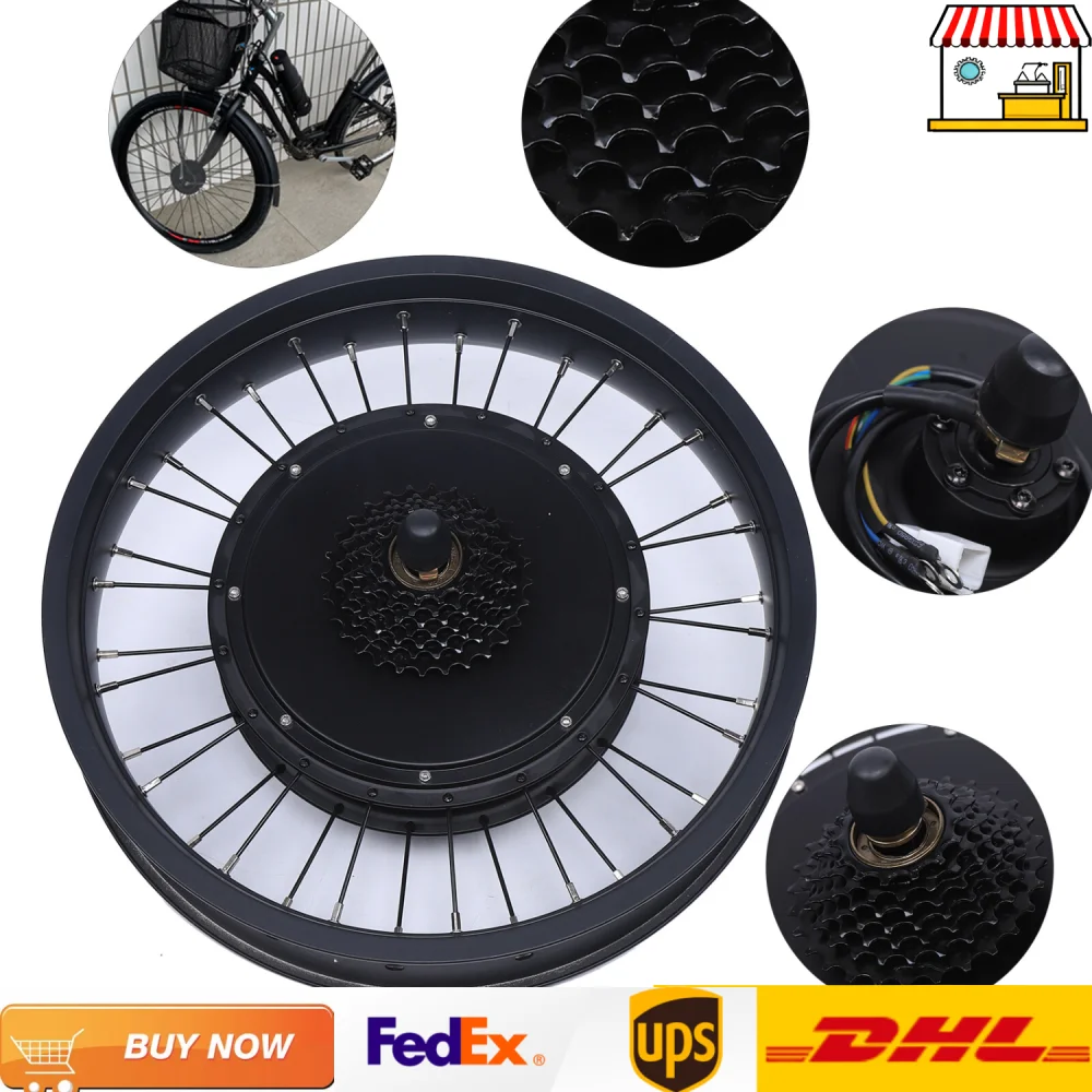 Ebike Motor Kit 48V 1000W Brushless Gearless Electric Bike Conversion Motor for 20'' Bike Frame