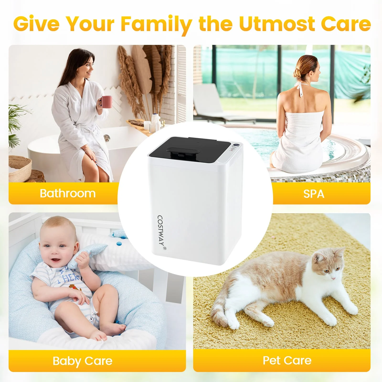 GOFLAME 23L Large Towel Warmer Bucket Home Towel Warmer w/0-90Min Timer-White