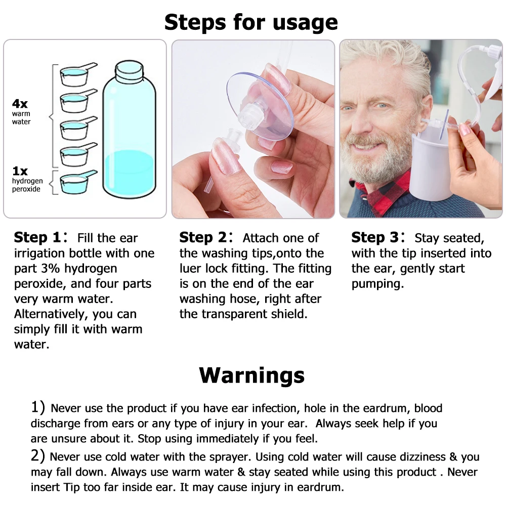 500ml Earwax Removal Kit Water Irrigation Ear Cleaner with 5 Tips