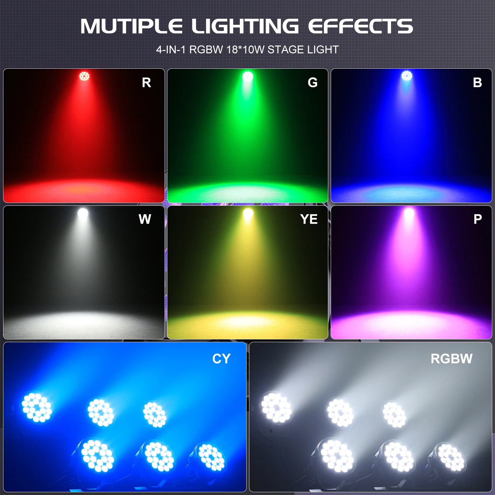 Datewink 4Pcs 18x10W RGBW LED Par Lights Stage Lighting Effect Projector DMX512 For Dj Disco Wedding Bar KTV Party Karaoke Show