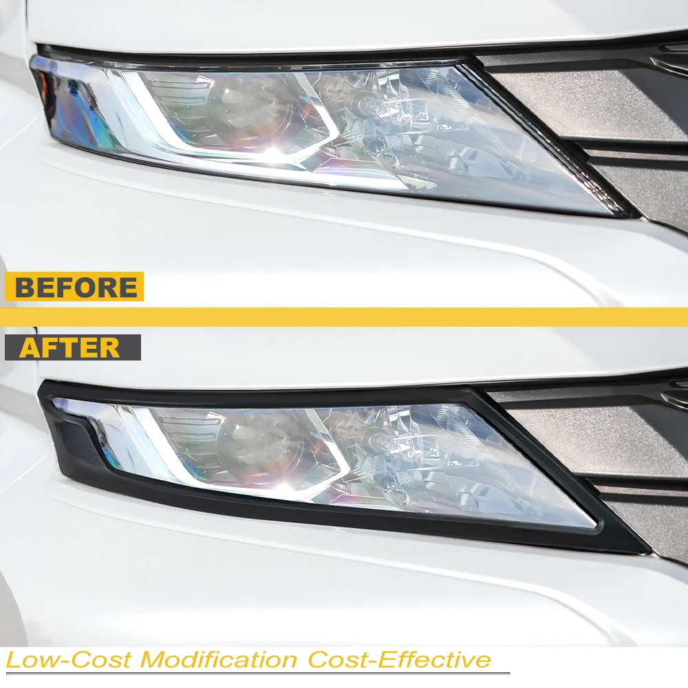 Matte Black Headlight Cover Surround Trim Guard For Mitsubishi Triton L200 2019-2023 MR Front Lamp Hood Car Exterior Accessories