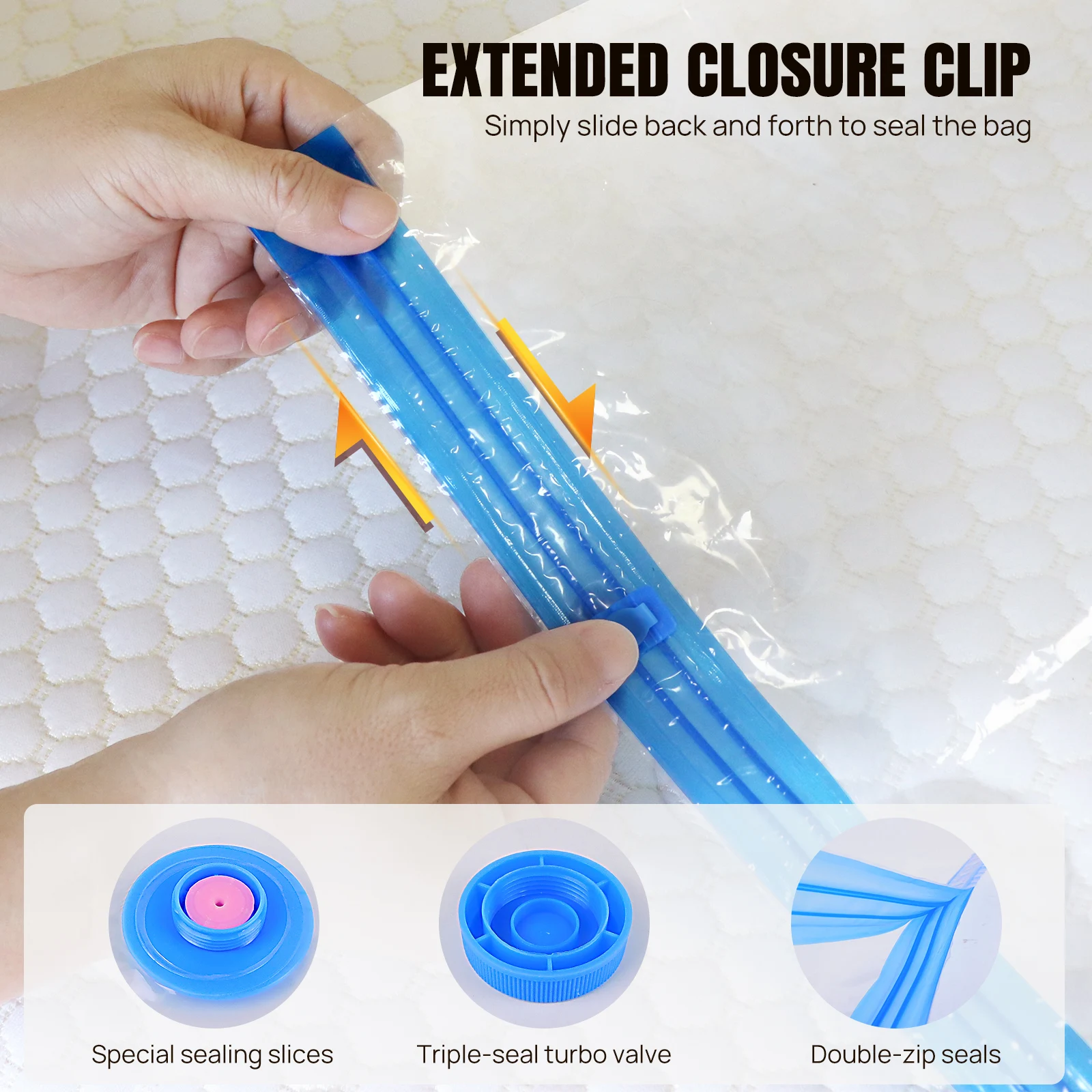 Vacuum Compression Storage Bags for Clothes, 12-Pack with Electric Pump - Reusable Space Saver Bags for Travel Space Saver Bags