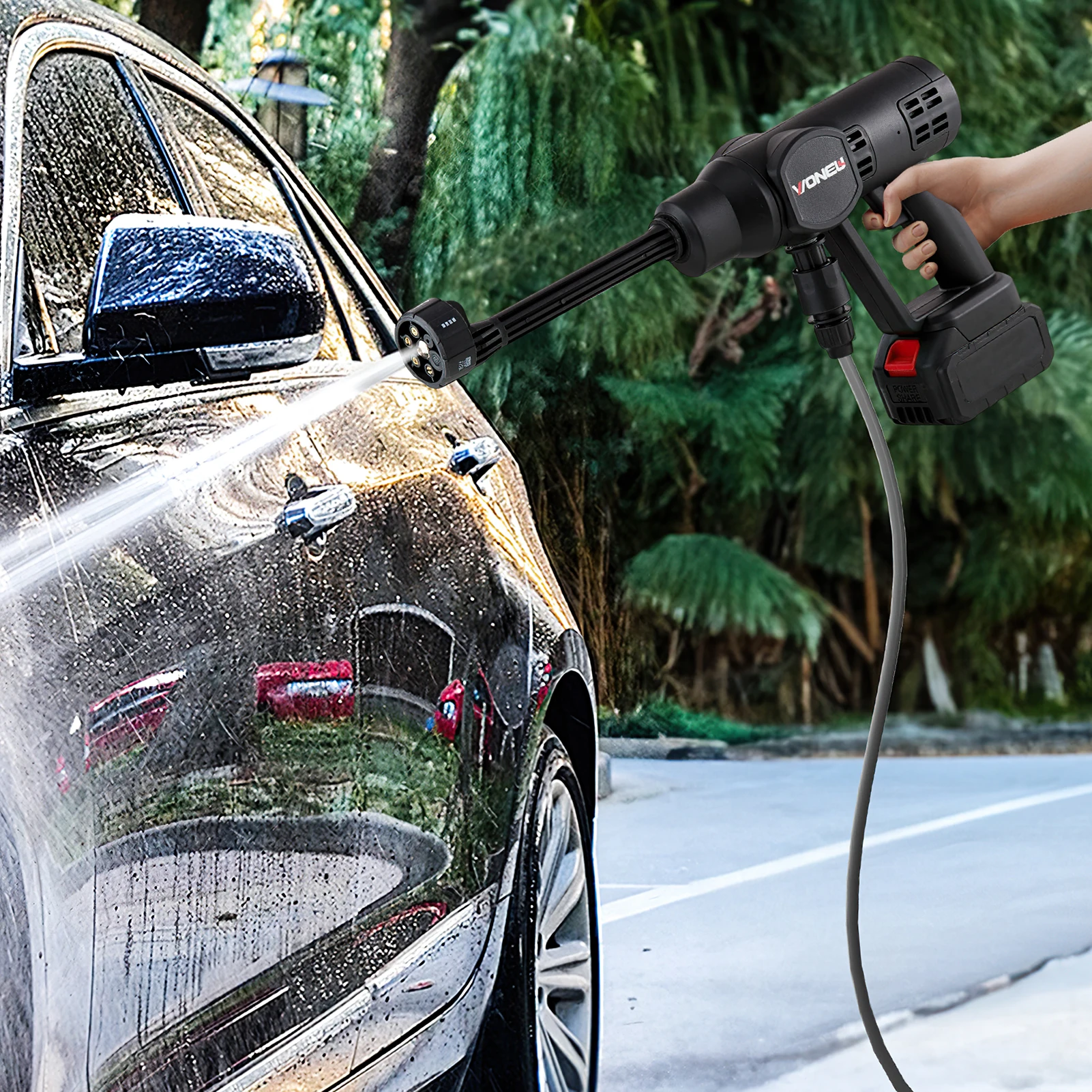 【Breeins】Electric Cordless High Pressure Car Wash Gun Washer Supplies Foam Generator Spray Cleaner Car Wash Cleaning Machine