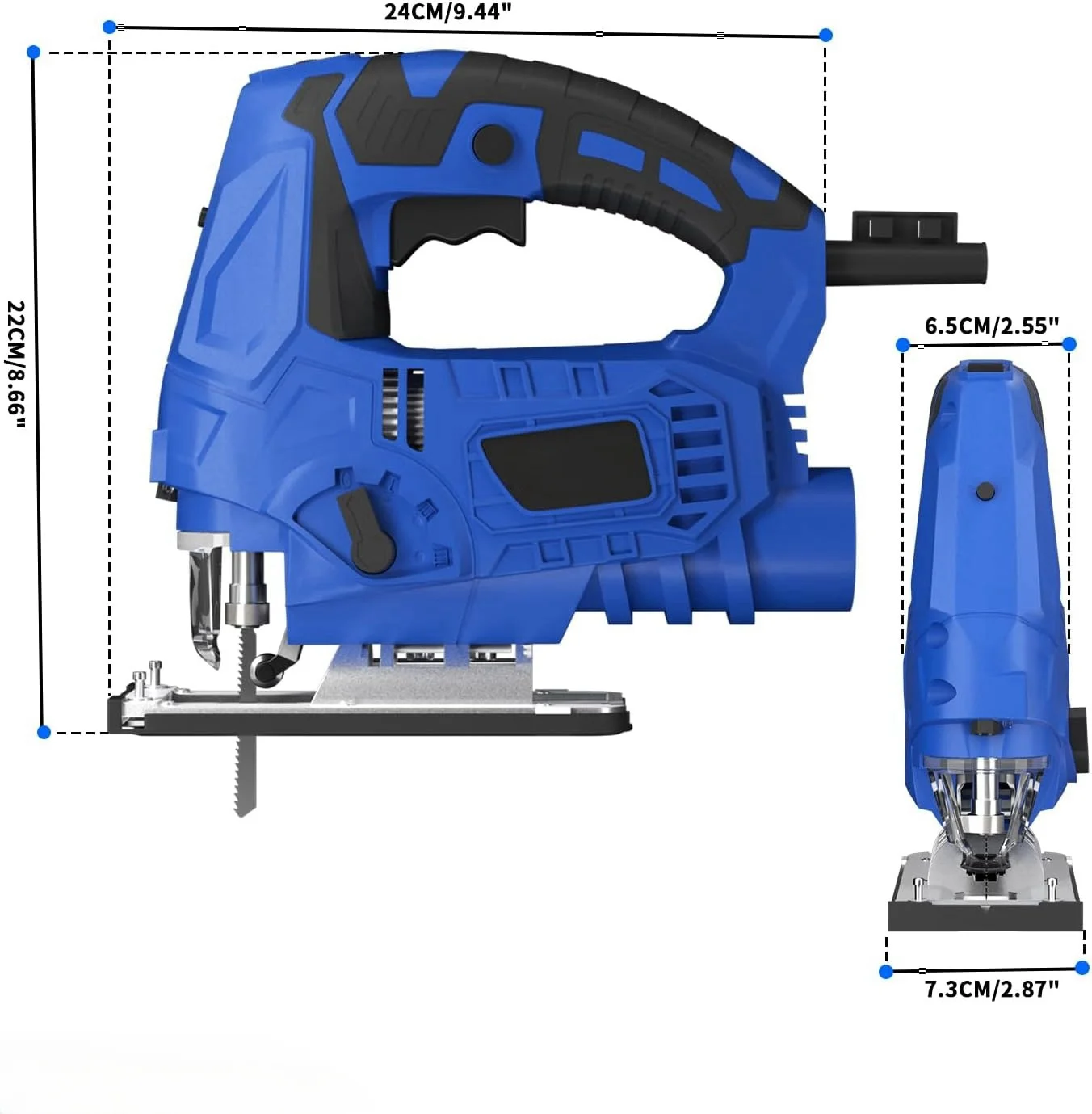 YouseaHome 6 Speeds 2000W Brushless Jig Saw Electric Jigsaw Adjustable Blade Woodworking 2900RPM 65mm Power Tool for 21V Battery