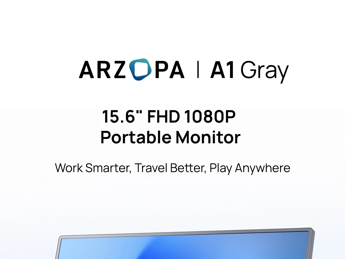 ARZOPA 15.6 inch Portable Monitor FHD 1080P IPS USB-C Mini-HDMI External Second Screen for PC/MAC/Phone/Xbox/PS A1
