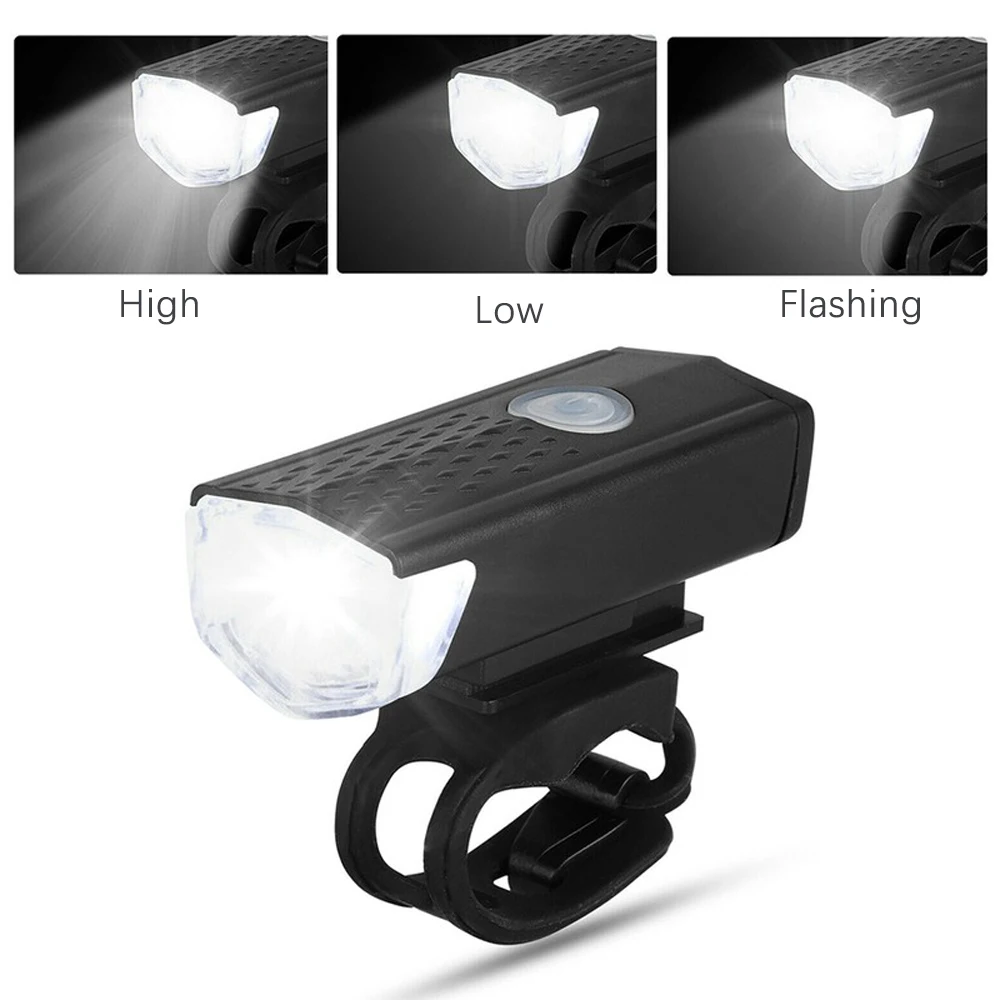 Podofo USB Rechargeable Bike Light Set Headlight Night Riding Lamp Warning Lamp Outdoor Bicycle Flashlight