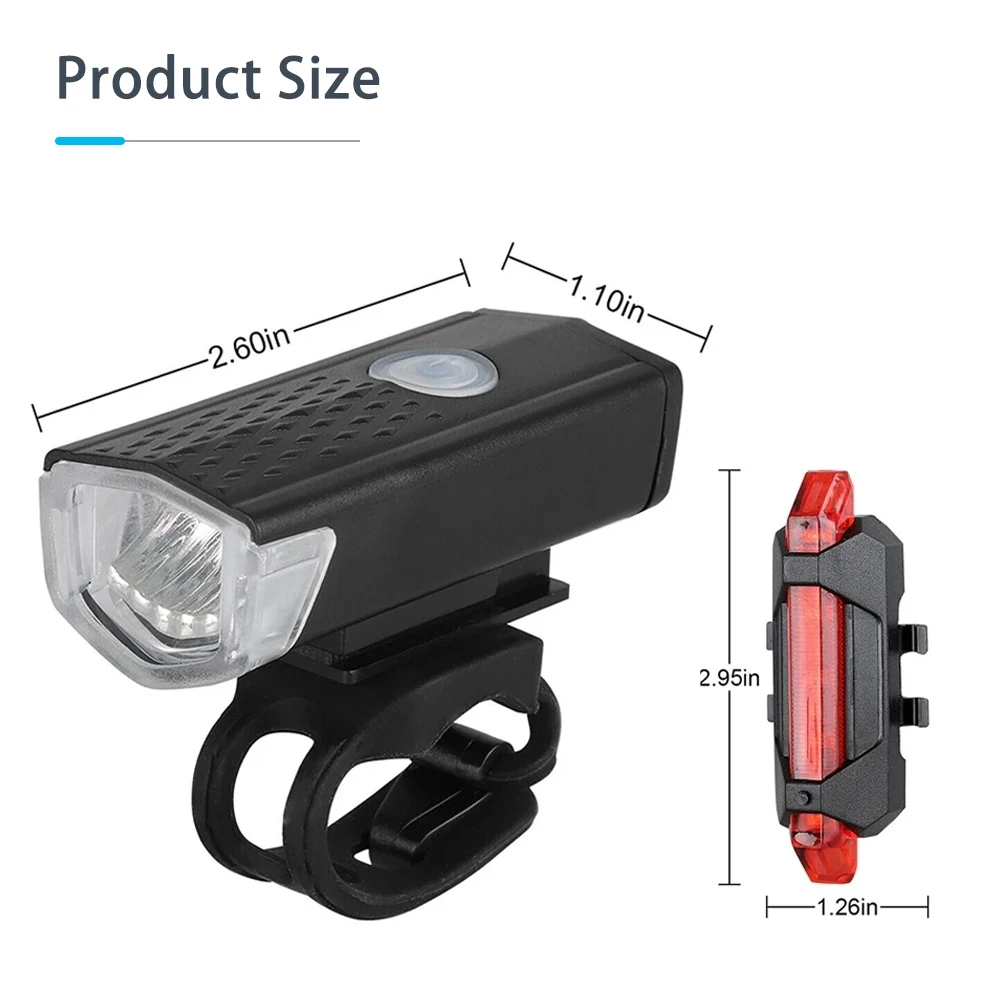 Podofo USB Rechargeable Bike Light Set Headlight Night Riding Lamp Warning Lamp Outdoor Bicycle Flashlight