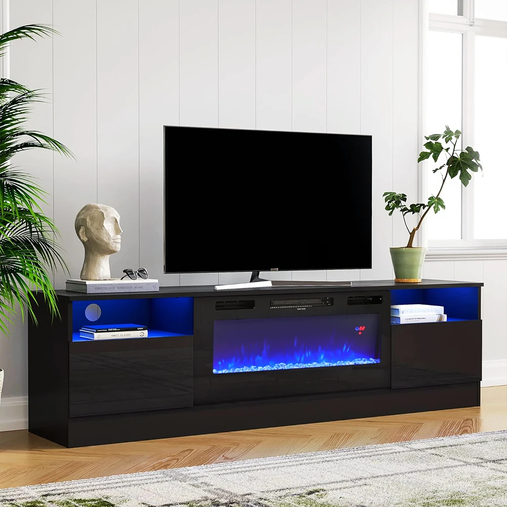 【Breeins】Recessed Electric Fireplace TV Stand with Closed Storage Home Decoration With Remote Modern