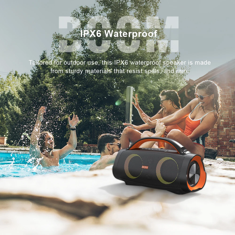 DOSS Portable Bluetooth Speaker Powerful 100W Stereo Sound Bass Subwoofer Sound Box TWS IPX6 Waterproof Outdoor Wireless Speaker