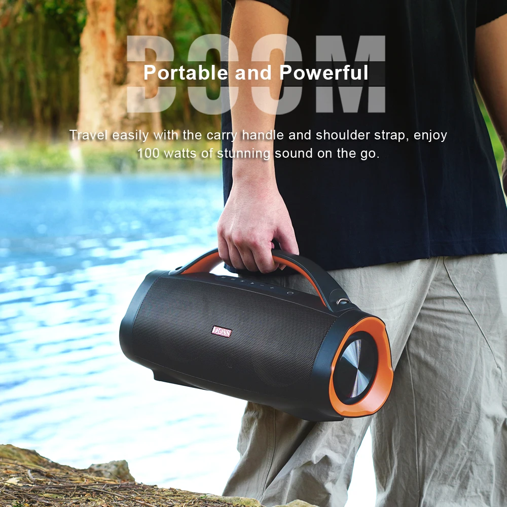 DOSS Portable Bluetooth Speaker Powerful 100W Stereo Sound Bass Subwoofer Sound Box TWS IPX6 Waterproof Outdoor Wireless Speaker