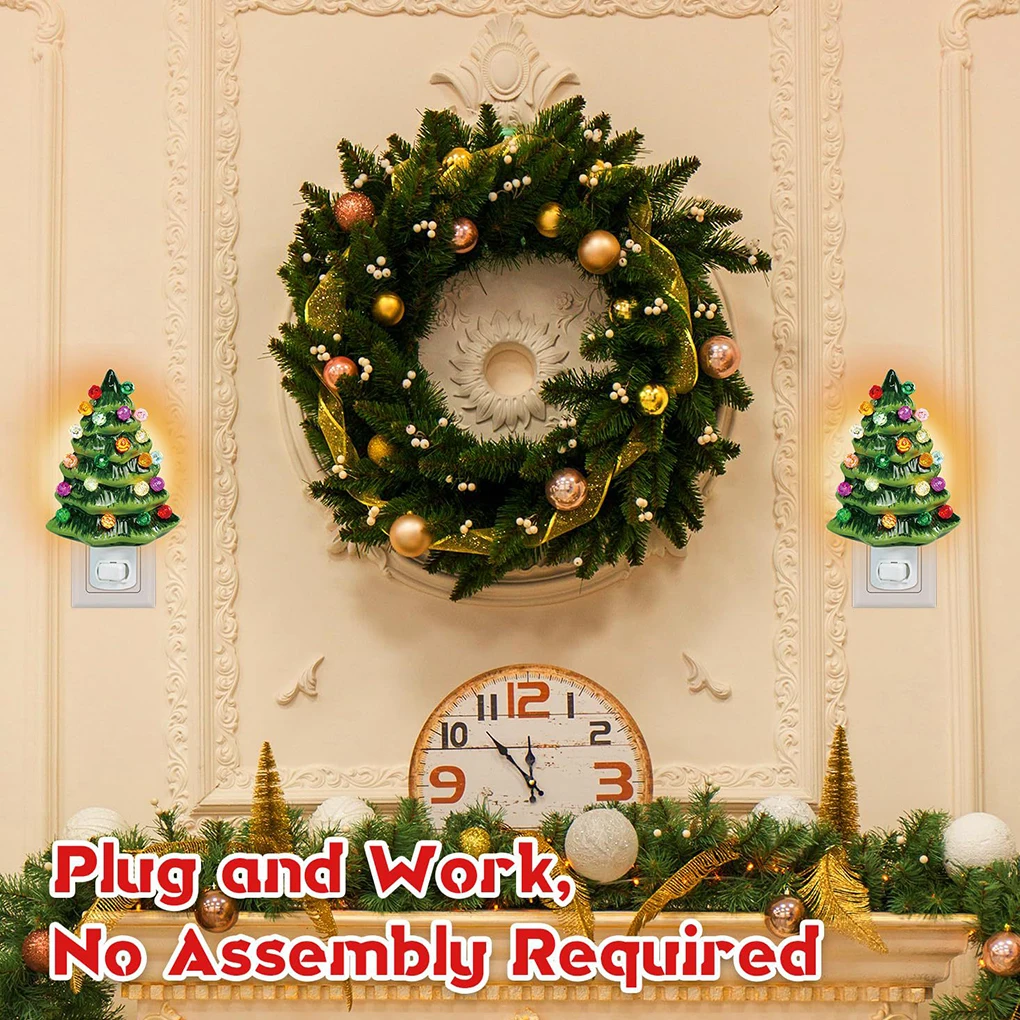 Santa Claus Atmosphere Night Light Resin Made 7 Watts Power Bright White Light Christmas Tree Night green