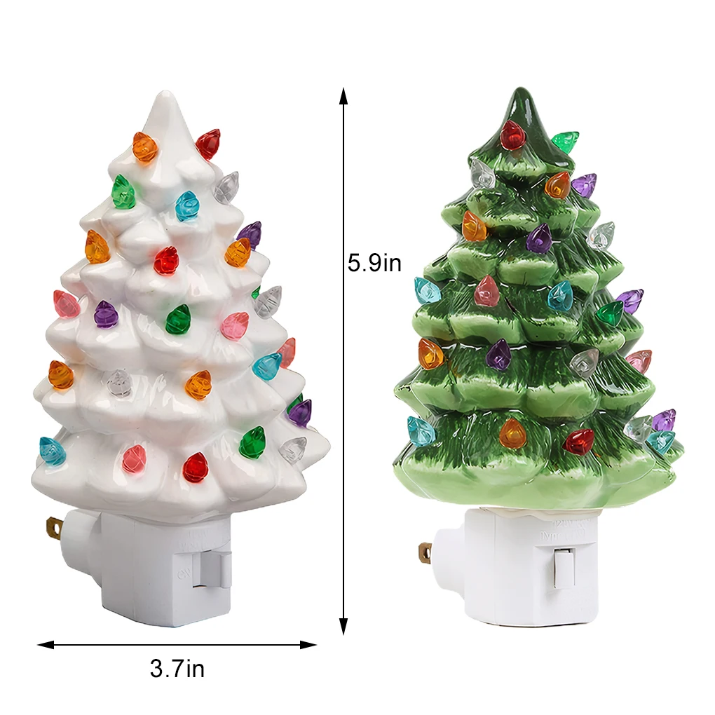 Santa Claus Atmosphere Night Light Resin Made 7 Watts Power Bright White Light Christmas Tree Night green