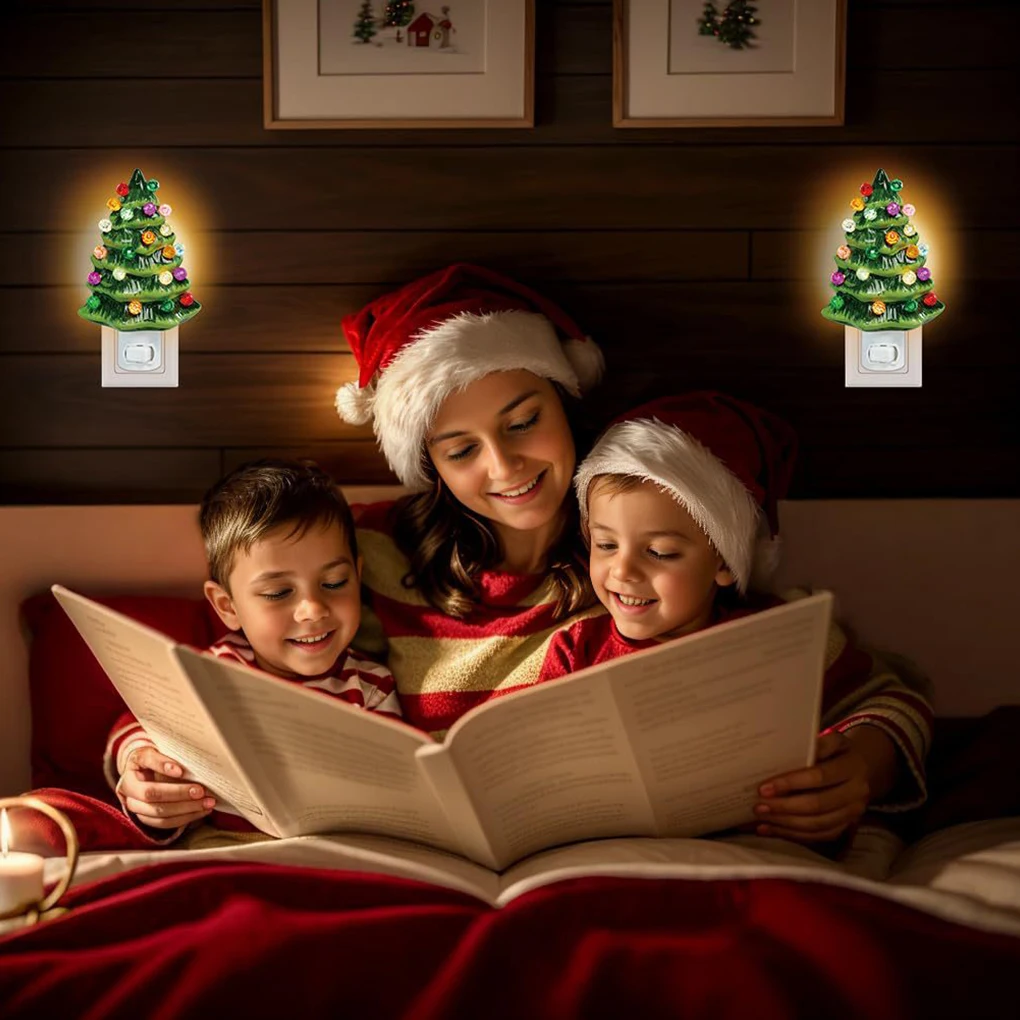 Santa Claus Atmosphere Night Light Resin Made 7 Watts Power Bright White Light Christmas Tree Night green