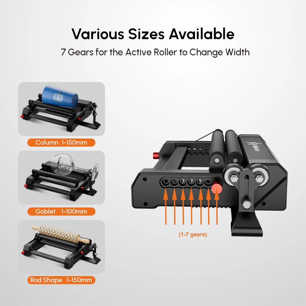 ALGOLASER 3D Printer Y-axis Rotary Roller Y-axis Rotary Tools RR2 Engraving Module for Column Cylinder Objects Cans Cups Bottles