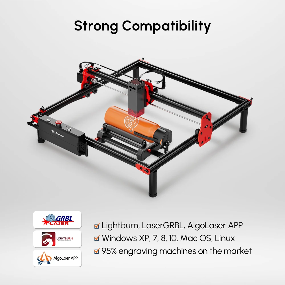 ALGOLASER 3D Printer Y-axis Rotary Roller Y-axis Rotary Tools RR2 Engraving Module for Column Cylinder Objects Cans Cups Bottles