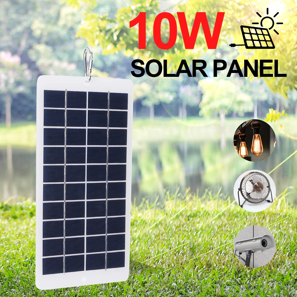 10W 5V USB Battery Charger Solar Panel Waterproof 900MA Solar Panel Charger Output Lightweight Scratchproof for Phone Power Bank