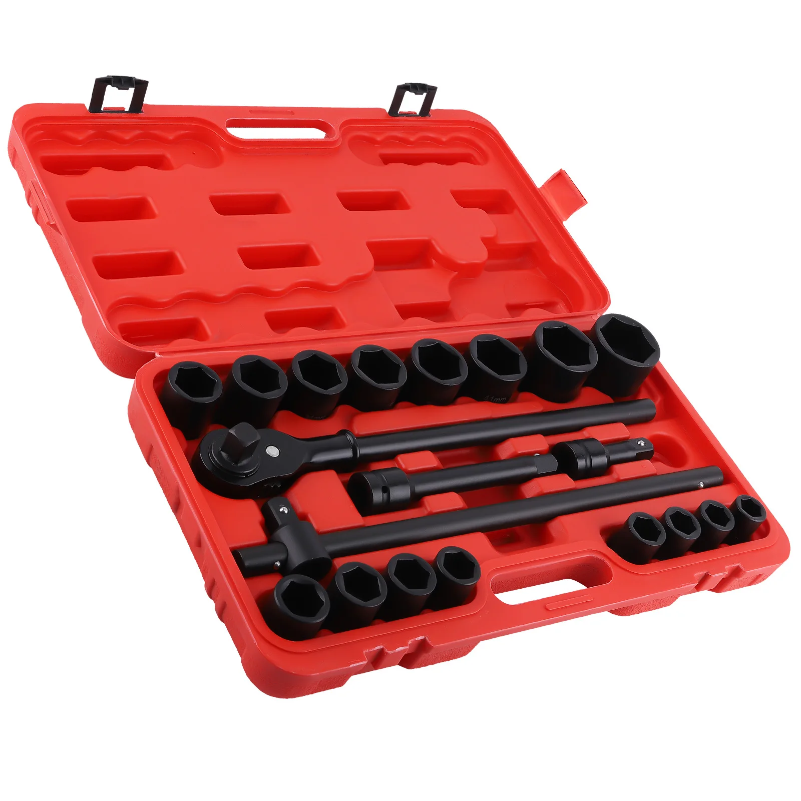 21pcs 3/4" Drive Deep Impact Socket Sockets Set 19mm-50mm Ratchet Breaker Bar