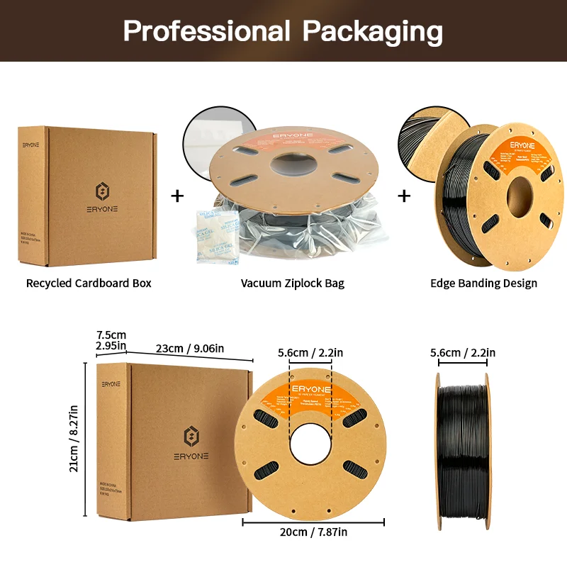 ERYONE 3KG PETG High-Speed Transparent Series 3D Filament, Multicolor Available, Max Print Speed 500mm/s, 1KG/Spool