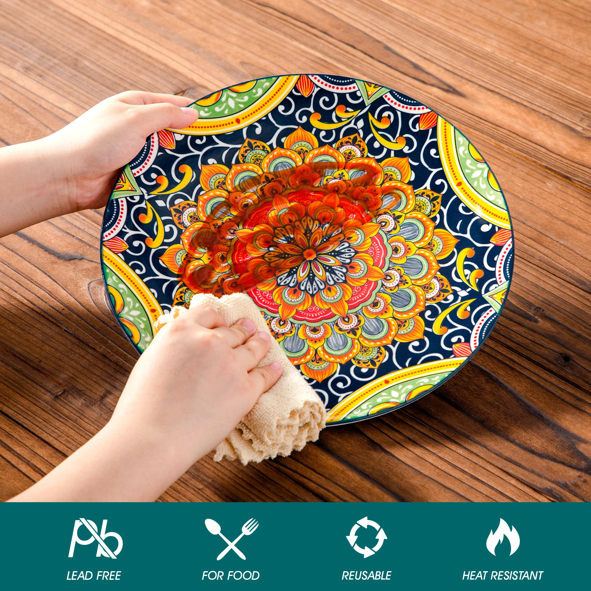 Vancasso 12/24 Piece New Bohemian Ceramic Dinnerware Plates Porcelain Plates Dinner Set with 4pcs Dinner Plate/Dessert/Bowl