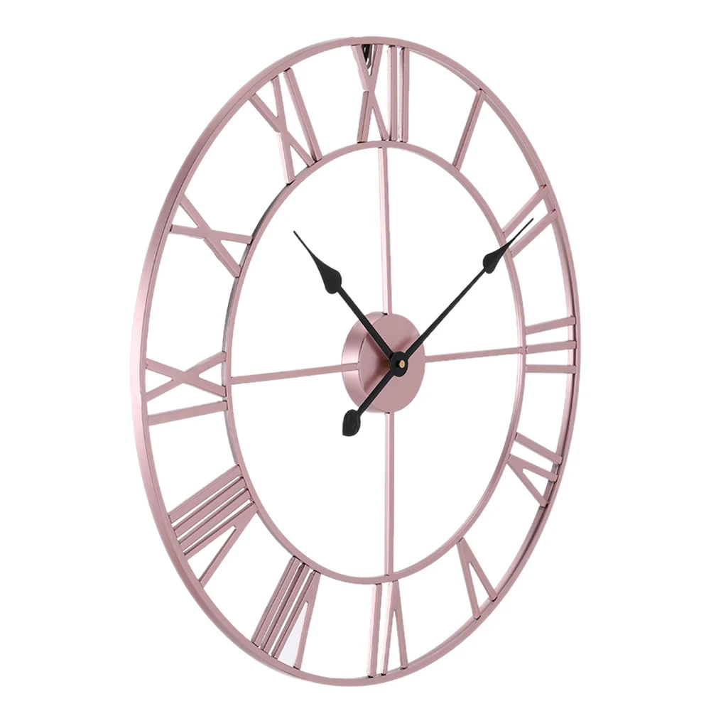 Voltsify 60CM Metal Round Wall Clock with , Rose Gold