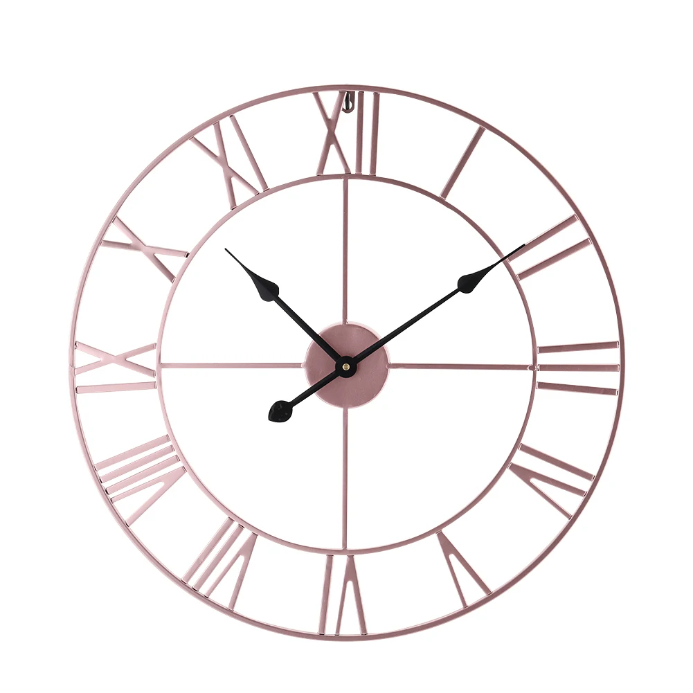 Voltsify 60CM Metal Round Wall Clock with , Rose Gold