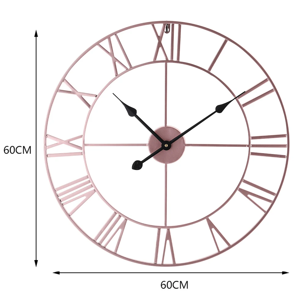 Voltsify 60CM Metal Round Wall Clock with , Rose Gold