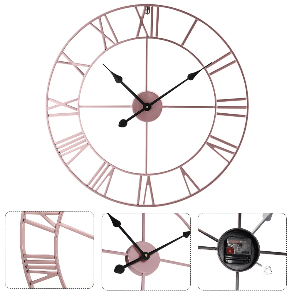 Voltsify 60CM Metal Round Wall Clock with , Rose Gold