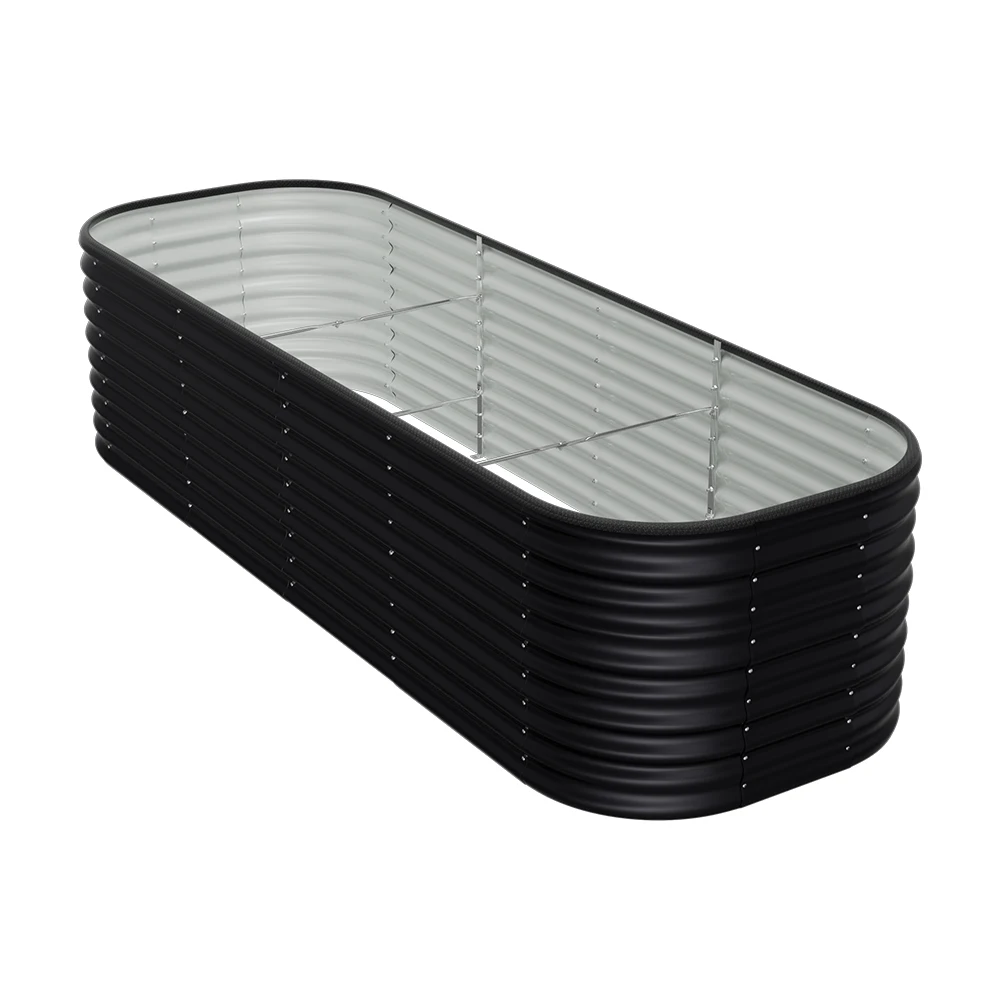 Voltsify Anthracite Oval-Shaped Galvanized Steel Raised Garden Bed, 240cm W X 80cm D X 56cm H