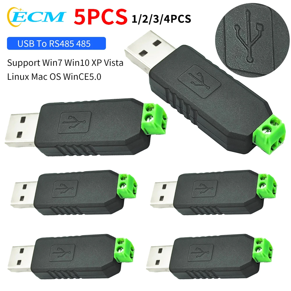 1-5pcs USB To RS485 Converter CH340/PL2303/FT232 Chip RS485 Serial Converter Support Win7 Win10 XP Vista Linux Mac OS WinCE5.0