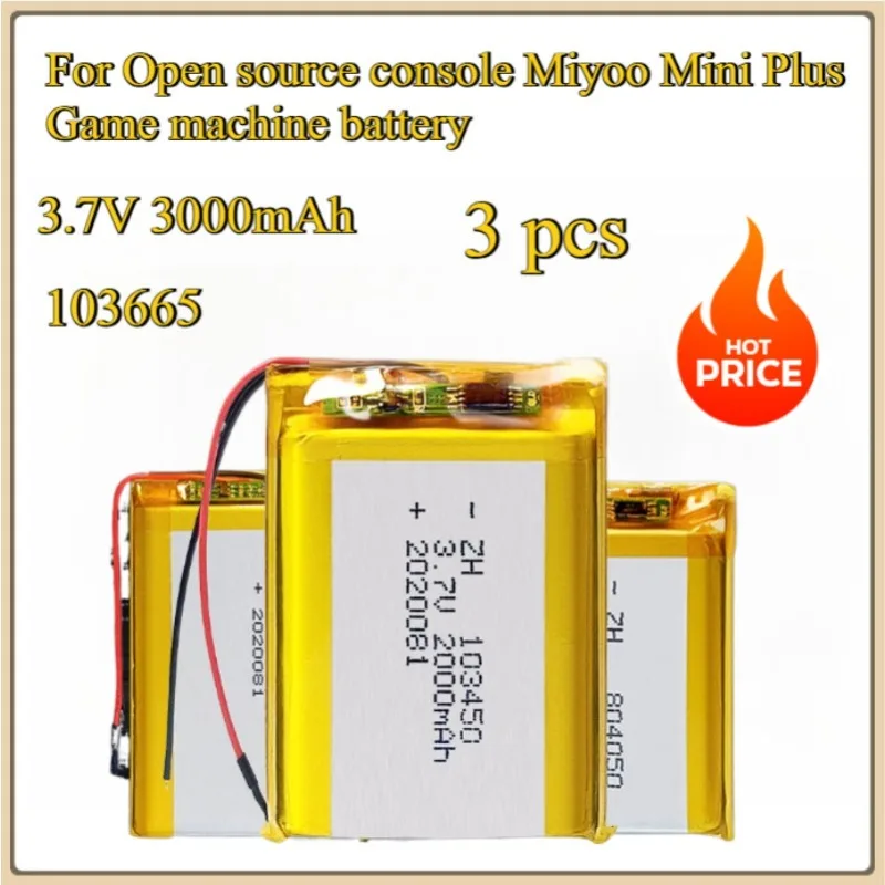 For Open Source Console Miyoo Mini Plus Game Machine Battery Lithium Polymer Battery 103665 3.7V 3000mAh