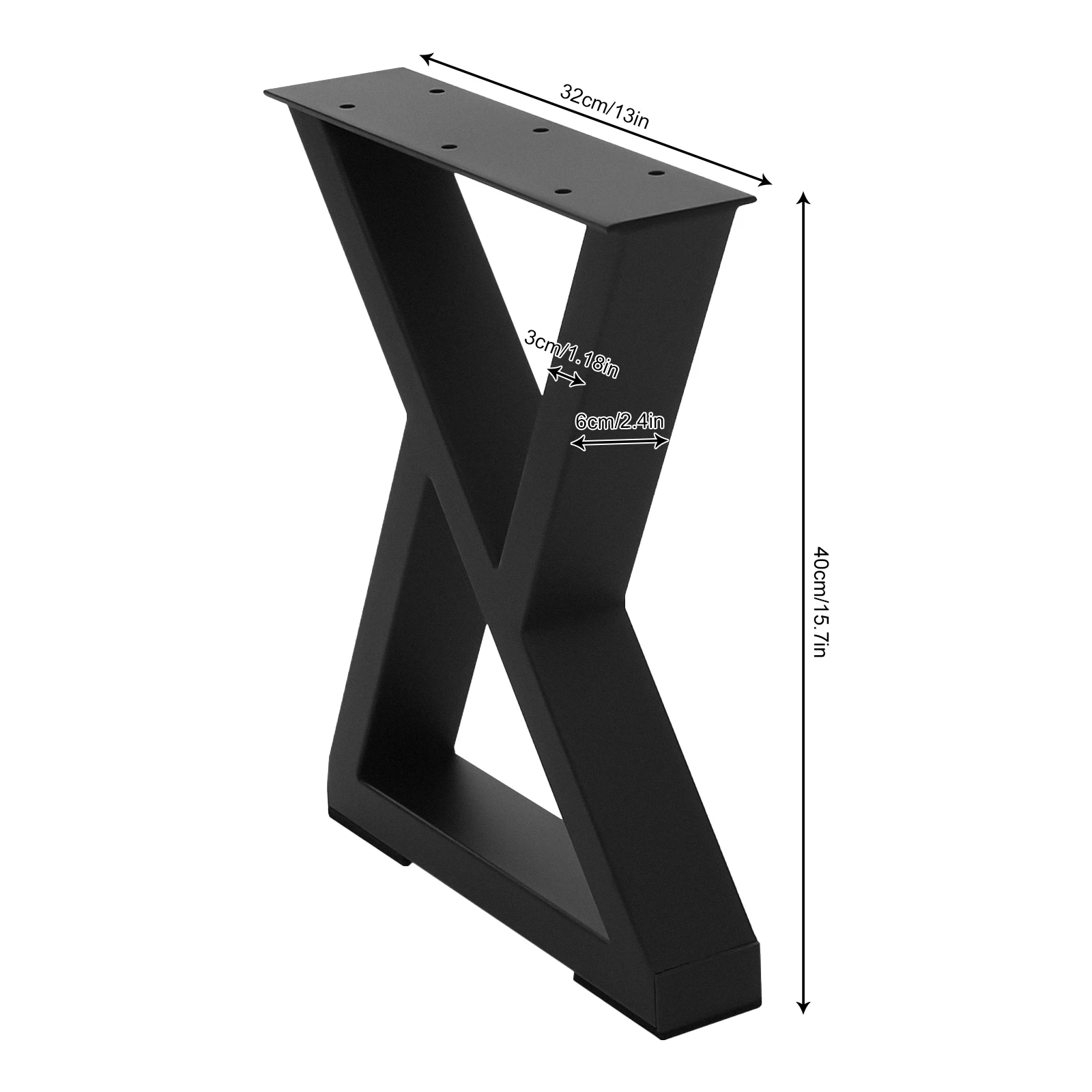 40CM Height Floor Standing Coffee Table Legs 2PCS X-Shaped Metal Furniture Legs Black