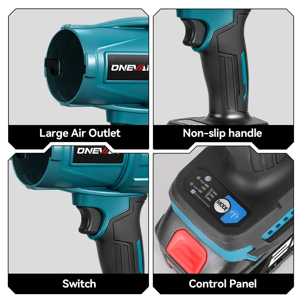 ONEVAN 300000RPM 350M/S Brushless Electric Turbo Blowers Jet Fan Handheld Leaf Dust Blowing Tool for Makita 18V Battery Pin
