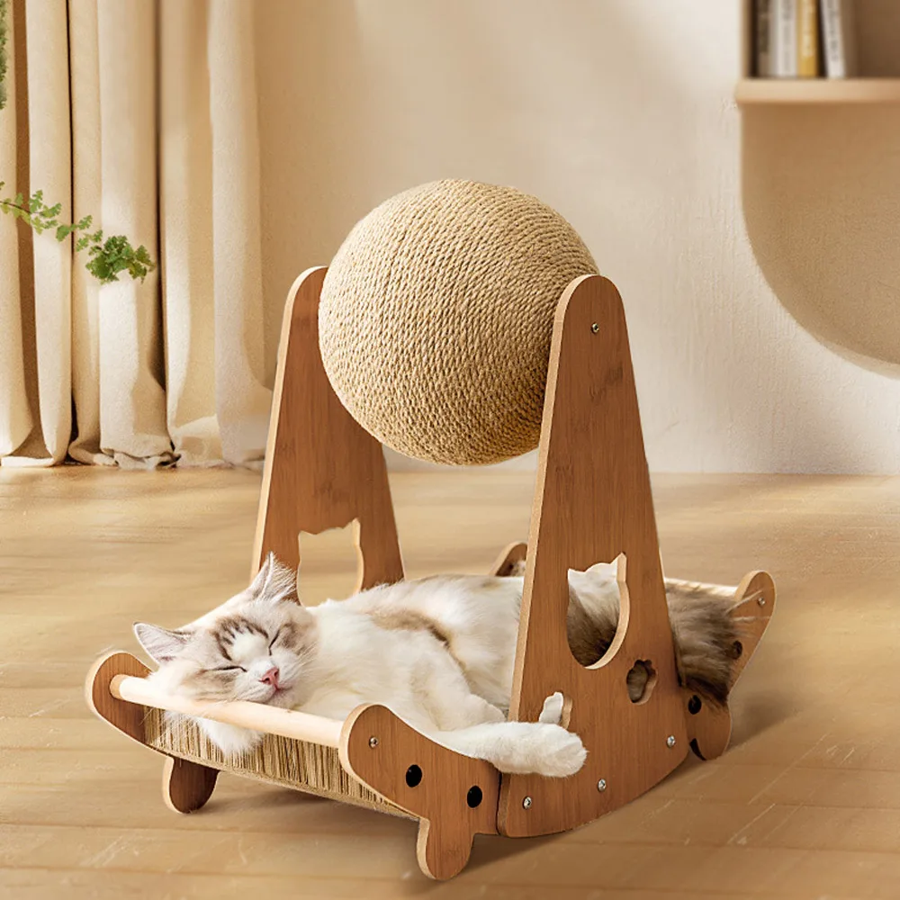 Tieker Pet Cat Scratching Bed Cat Scratching Board with Sisal Balls Claw Grinding Toy Multifunctional Cat Bed