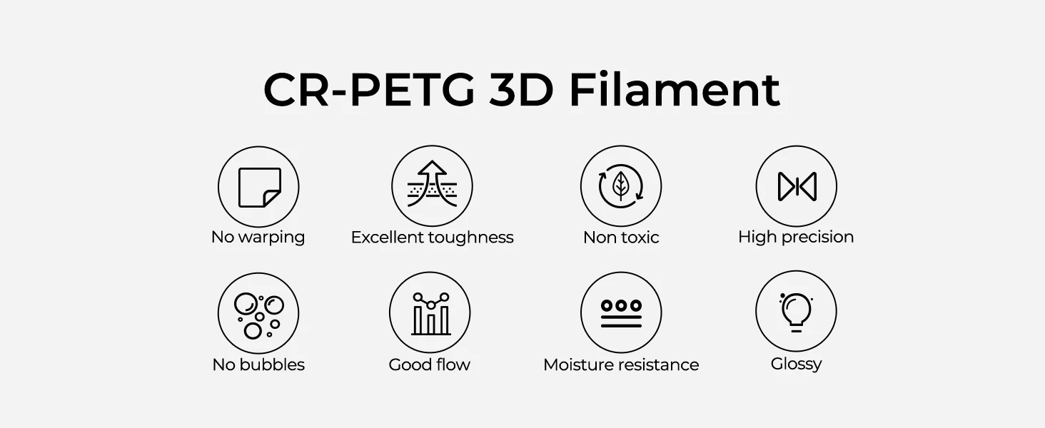 CREALITY CR-PETG Filament 1.75mm 1.0kg Eco-friendly Odorless and Non-toxic High Stability Moisture Resistance for FDM Printers