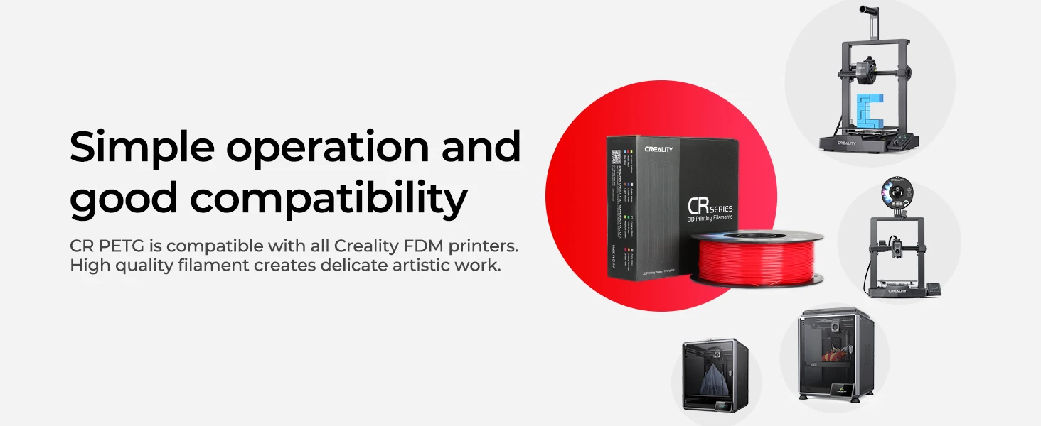 CREALITY CR-PETG Filament 1.75mm 1.0kg Eco-friendly Odorless and Non-toxic High Stability Moisture Resistance for FDM Printers