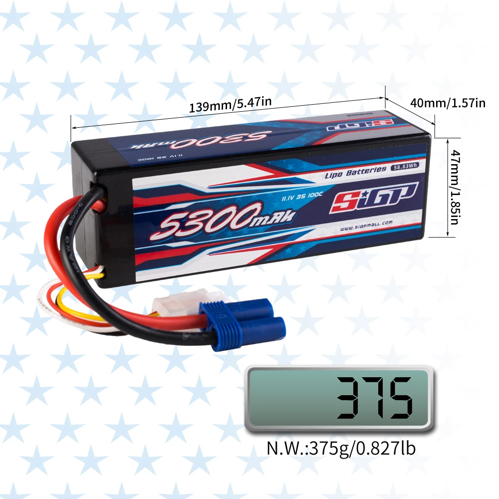 SIGP Lipo Battery 2S 3S 4S 11.1V 14.8V 7.4V RC Lipo 5300mah 6100mah 7300mah 8200mah Hardcase EC5 Deans T XT60 RC Parts