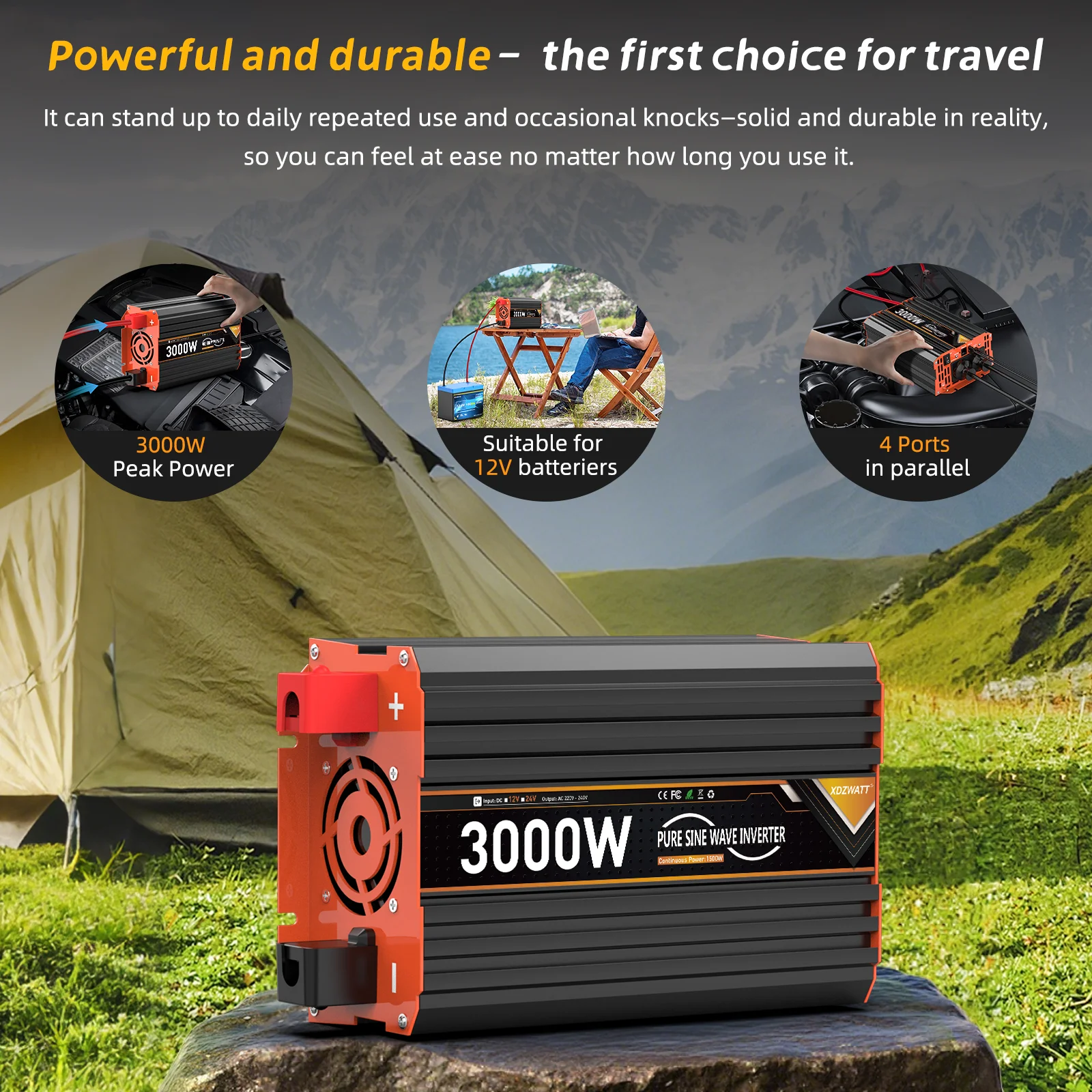 UK Pure Sine Wave Power Inverter 3000W DC 12V/24V To AC 240V Converter 50hz LCD Display Remote Solar car Inverter Transformer
