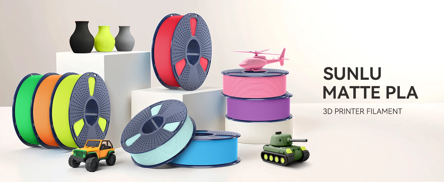 SUNLU 10KG Dual Color Matte PLA Filament 1.75mm 1kg Spool (2.2lbs) Matte 3D Printer PLA Filament Fit Most FDM Printer