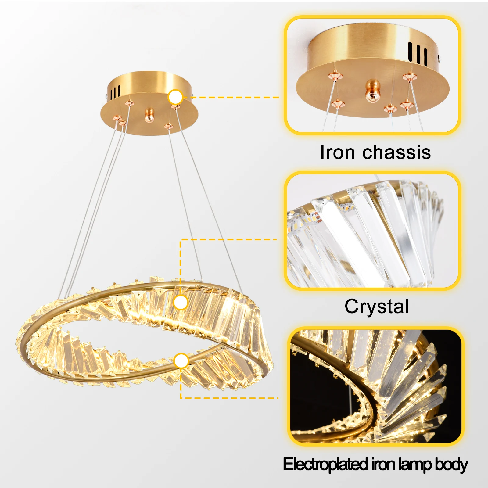 Gold Crystal Ceiling Chandelier Decoration Home Hanging Chandelier Living Room Led Ceiling Lamps Modern Lighting Pendants