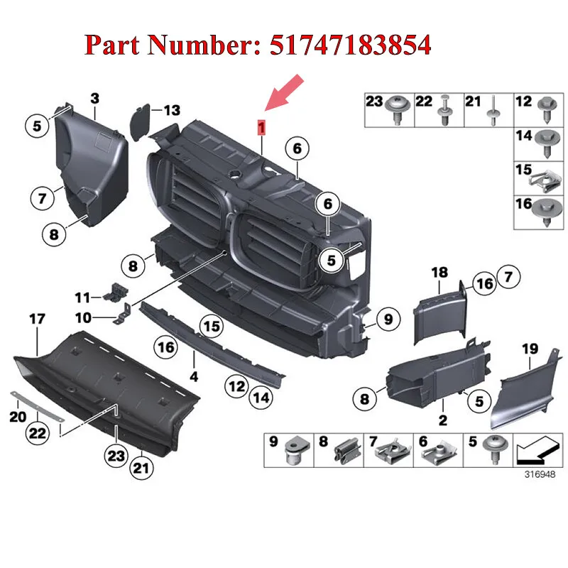 Car Front Grille Grill Replace For BMW 7 Series F01 F02 730i 740i 750d 760i 2009-2015 Front Radiator Support Center Duct Panel