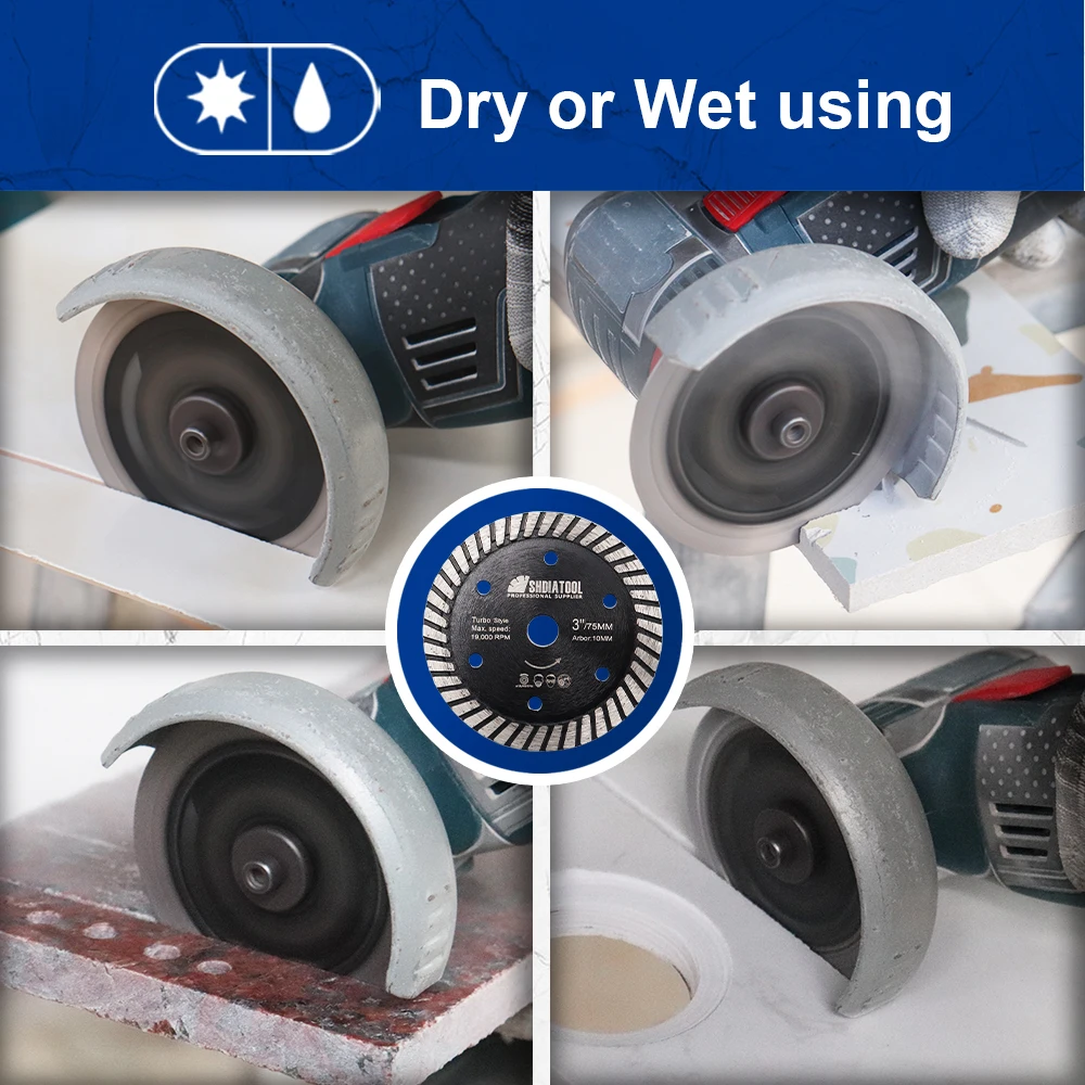 SHDIATOOL Dia75mm Diamond Tile Saw Blade 5Pcs Superthin Cutiing Disc For Ceramic Tile Marble 3Inch Mini Circular Cutter Plate