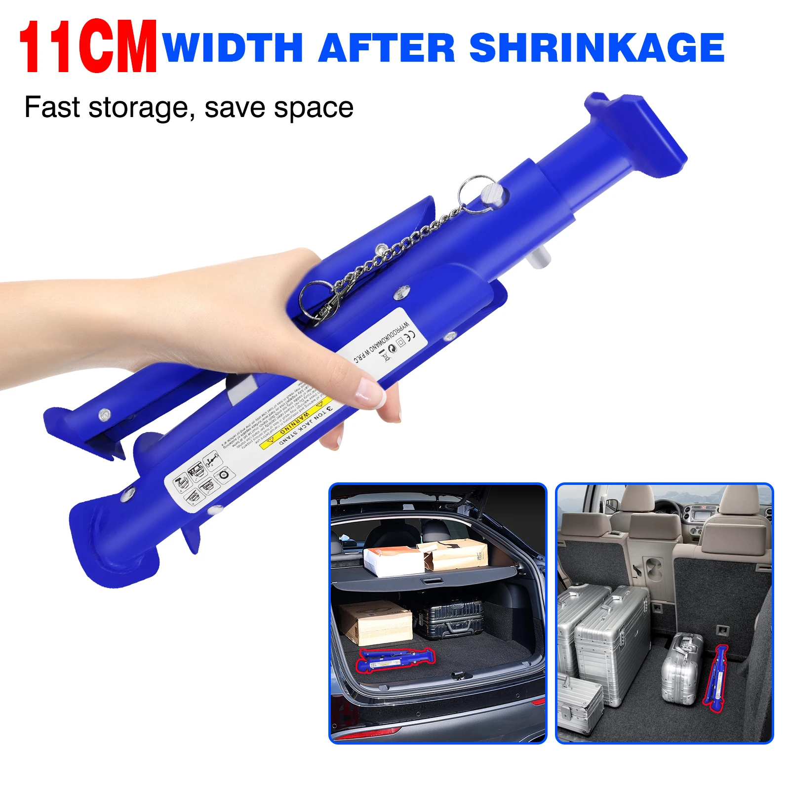 Pack-2 Heavy Duty Axle Jack Stands 3 Tonne Load Capacity, 4 Stages Height Adjustment 290mm to 408mm, for Car Lifting Repair