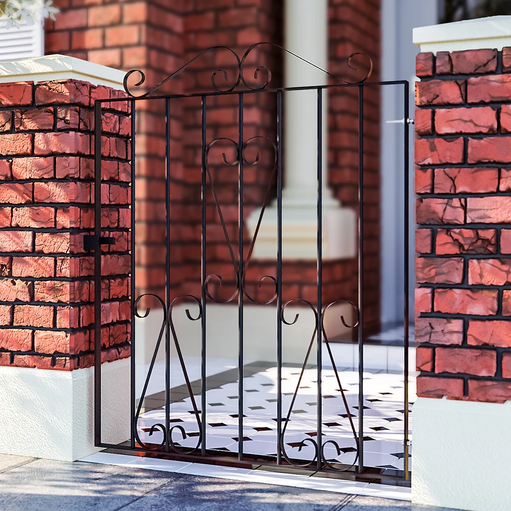 Voltsify Modern Metal Garden Gate Fence Gate Black, 85cm W x 104cm H